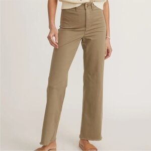 Marine Layer Full Length Raw Edge Bridget Pants Olive Green High Waist Size 14
